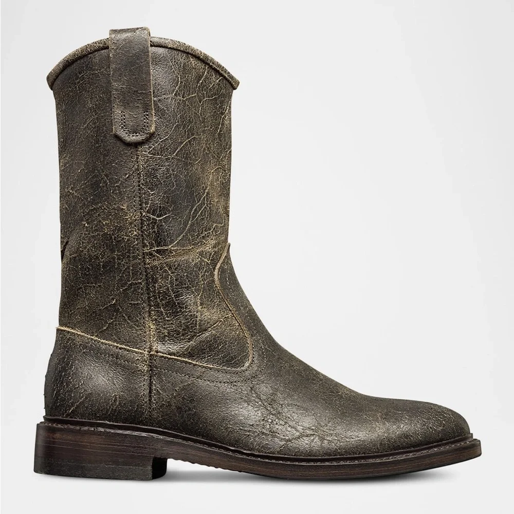 Allen Edmonds Dallas Roper Boots Husk Leather Pull On Western Boots Mens 10D